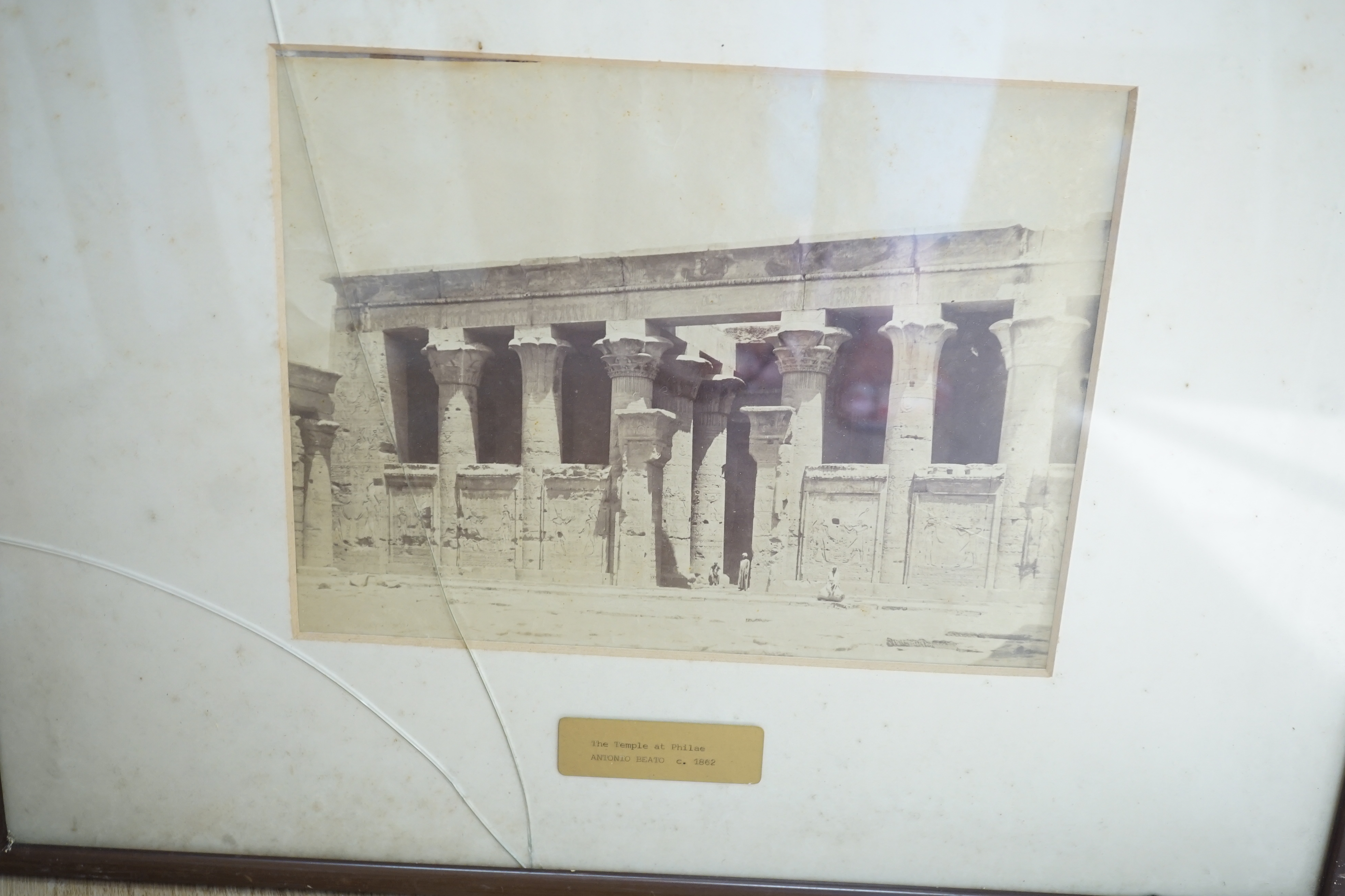 Antonio Beato (1835-1906), twelve assorted black and white photographs: The Palace at Philae, c.1862; The Temple at Philae, c.1862; Luxor Hotel; The Temple at Luxor, c.1862 (mount badly foxed); Karnak; Philae Cue d'est;